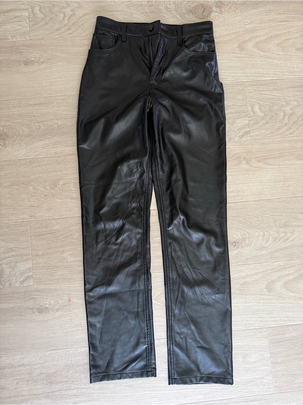 Abercrombie & Fitch Black Faux Leather Ultra High-Rise Pants